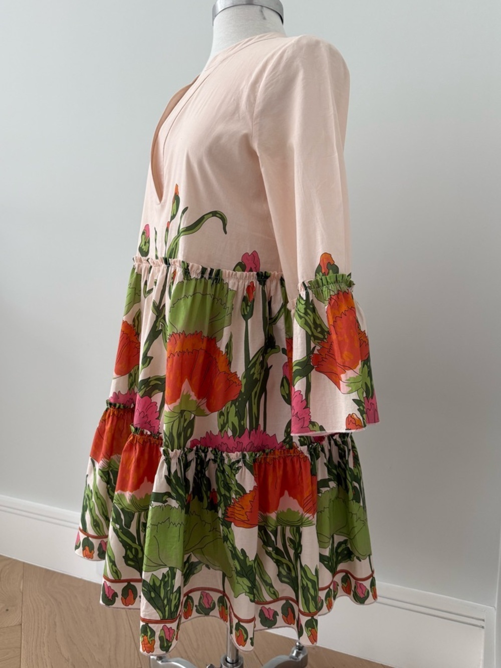 JB by JULIE BROWN ‘White Lotus’ Floral Ruffle Bell Sleeve Tiered Dress - Picture 9 of 16